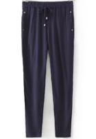 Romwe Navy Drawstring Waist Rivet Pant