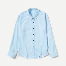 Romwe Men Solid Collar Shirt