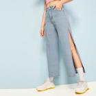 Romwe Split Thigh Wide Leg Jeans