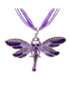 Romwe Purple Diamond Dragonfly Necklace