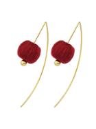 Romwe Red Color Rope Ball Hanging Earrings