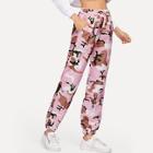 Romwe Camo Print Drawstring Waist Pant