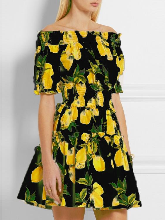 Romwe Black Off The Shoulder Elastic Waist Mango Dress