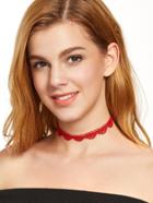 Romwe Red Hollow Out Lace Choker Necklace