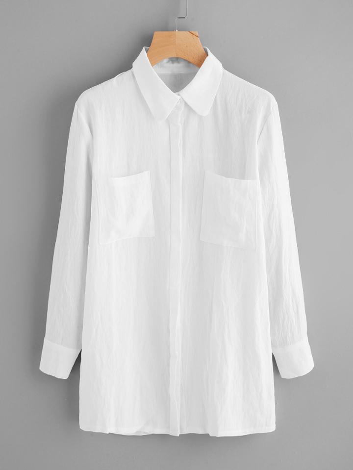 Romwe Dual Pocket Basic Shirt