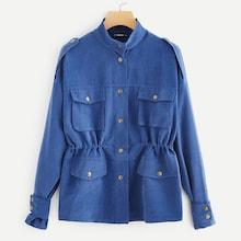 Romwe Pocket Front Drawstring Waist Utility Jacket