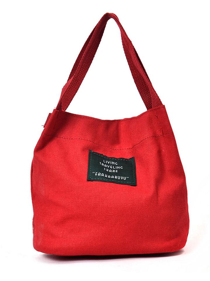 Romwe Letter Print Canvas Tote Bags