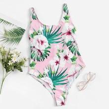 Romwe Low Back Random Tropical Swimsuit