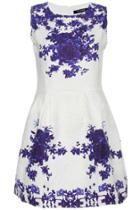 Romwe Romwe Pleated Jacquard Weave Zippered White Dress