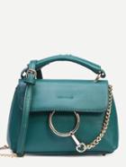 Romwe Green Ring Chain Accent Satchel Bag