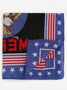 Romwe Blue American Flag Eagle Print Small Square Scarf