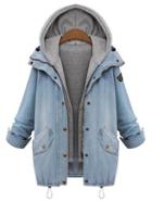 Romwe Hooded Drawstring Pockets Two Piece Coat