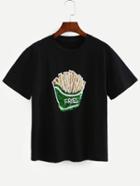 Romwe French Fries Sequined T-shirt