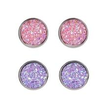 Romwe Glitter Round Stud Earrings 2pairs