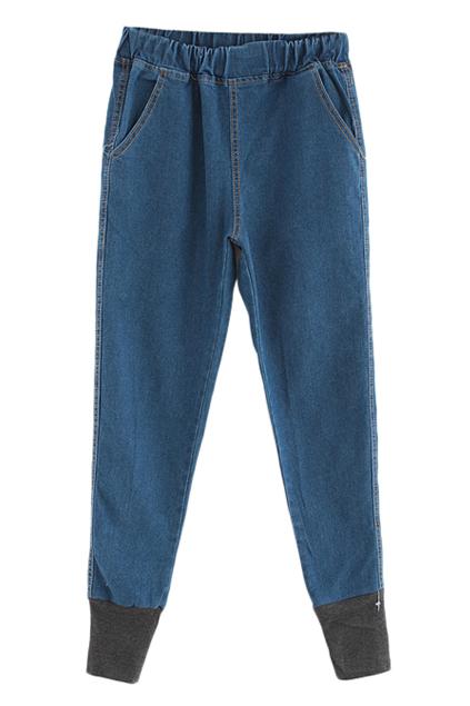 Romwe Elastic Ribbed-hem Casual Jeans