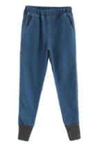 Romwe Elastic Ribbed-hem Casual Jeans