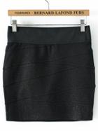 Romwe Elastic Bandage Bodycon Black Skirt