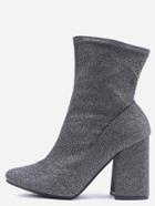 Romwe Sliver Suede High Heel Boots