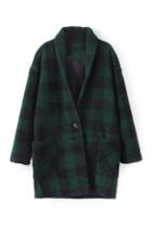 Romwe Check Print Single Breasted Loose Coat