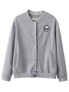 Romwe Alien Patch Embroidery Baseball Jacket