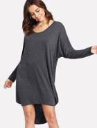 Romwe Dolman Sleeve Dip Hem Marled Tee Dress