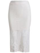 Romwe Elastic Waist Lace Hollow White Skirt