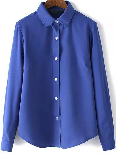 Romwe Lapel With Buttons Slim Blouse