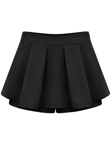 Romwe With Zipper Pleated Black Short