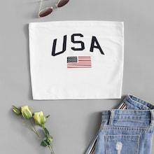 Romwe American Flag Print Tube Top