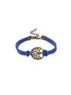 Romwe Filigree Charm Faux Suede Bracelet - Blue