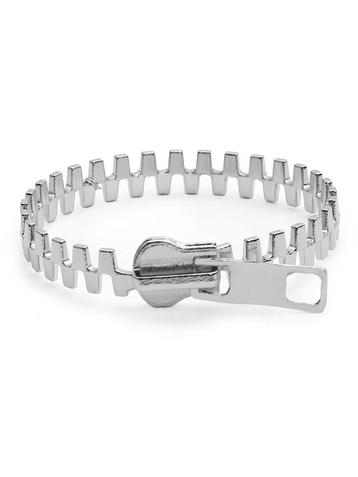 Romwe Silver Punk Zipper-shaped Bracelet
