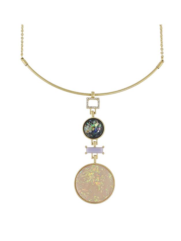 Romwe Colorful Round Rhinestone Pendant Necklaces