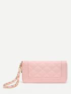 Romwe Quilted Pu Wallet With Chain Strap