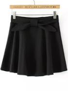 Romwe Elastic Waist Bow Black Skirt