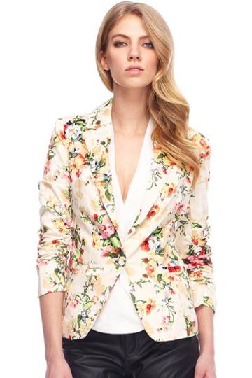 Romwe Lapel Floral Print Blazer
