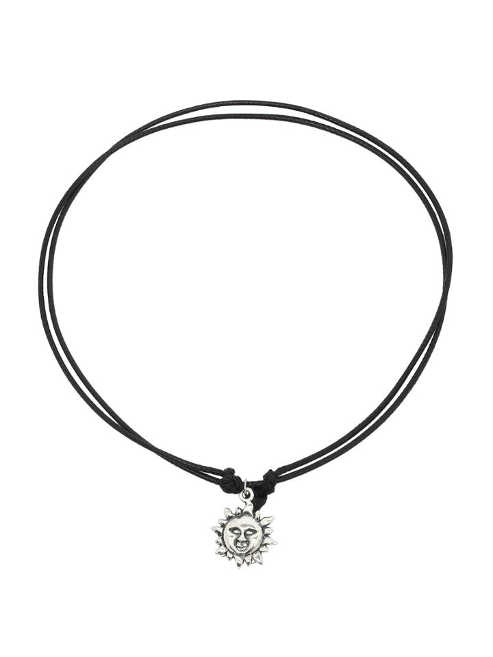 Romwe Black Sunflower-shaped Pendant Necklace