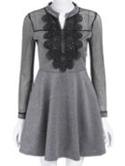 Romwe V Cut Contrast Lace Dress