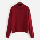 Romwe Plus Turtle Neck Seamed Knit Jumper