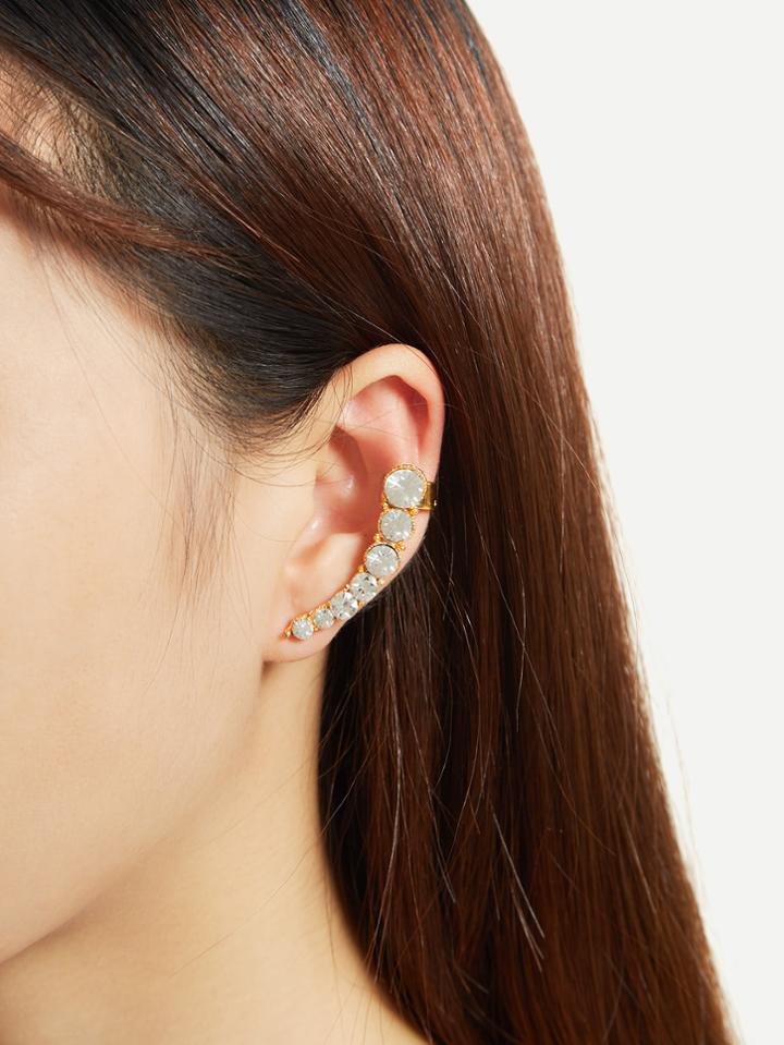 Romwe Two Tone Rhinestone Decorated Ear Cuff 1pc