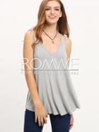 Romwe Light Grey Dual Strap Backless Cami Top