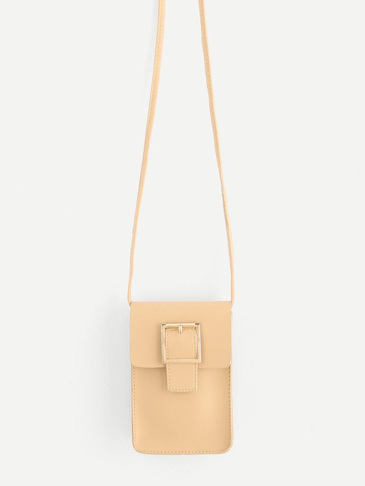 Romwe Metal Buckle Front Pu Pouch Bag