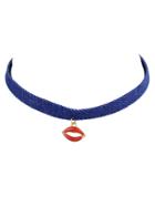Romwe Blue Wide Rope Pendant Chokers