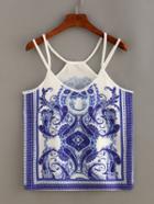 Romwe Paisley Print Strappy Cami Top