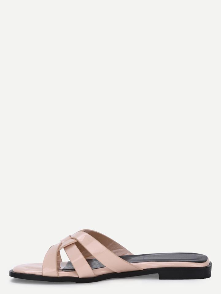 Romwe Apricot Caged Open Toe Slippers