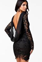 Romwe Backless Lace Black Mini Dress