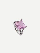 Romwe Silver Plated Pink Diamond Ring
