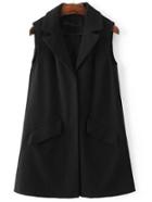 Romwe Black Hidden Button Shawl Collar Blazer Vest With Pockets