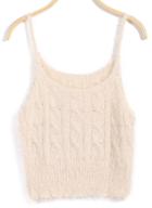 Romwe Spaghetti Strap Mohair Knit Beige Cami Top