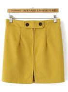 Romwe Yellow Breasted Split Bodycon Skirt