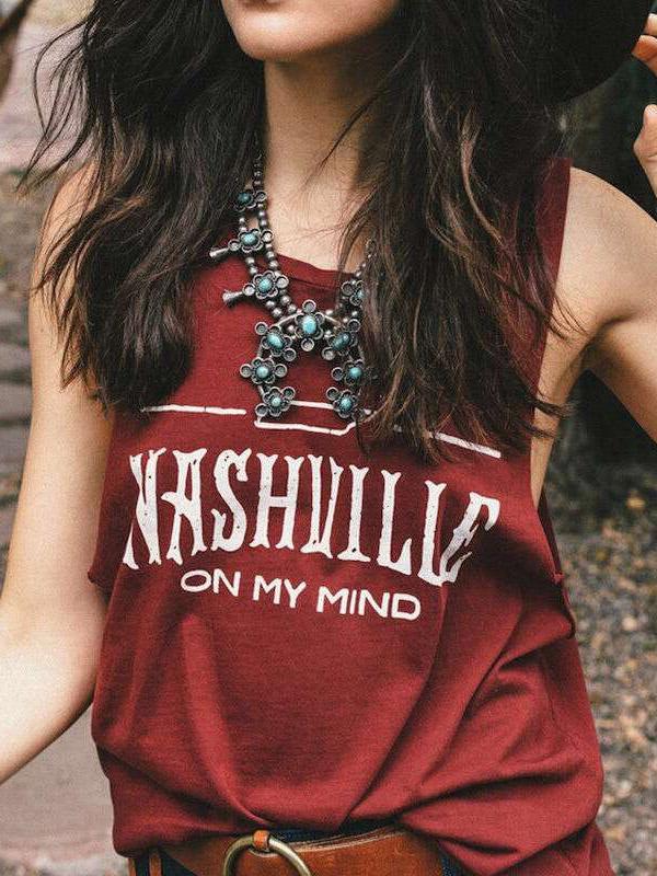 Romwe Letter Print Drop Armhole Tank Top - Burgandy